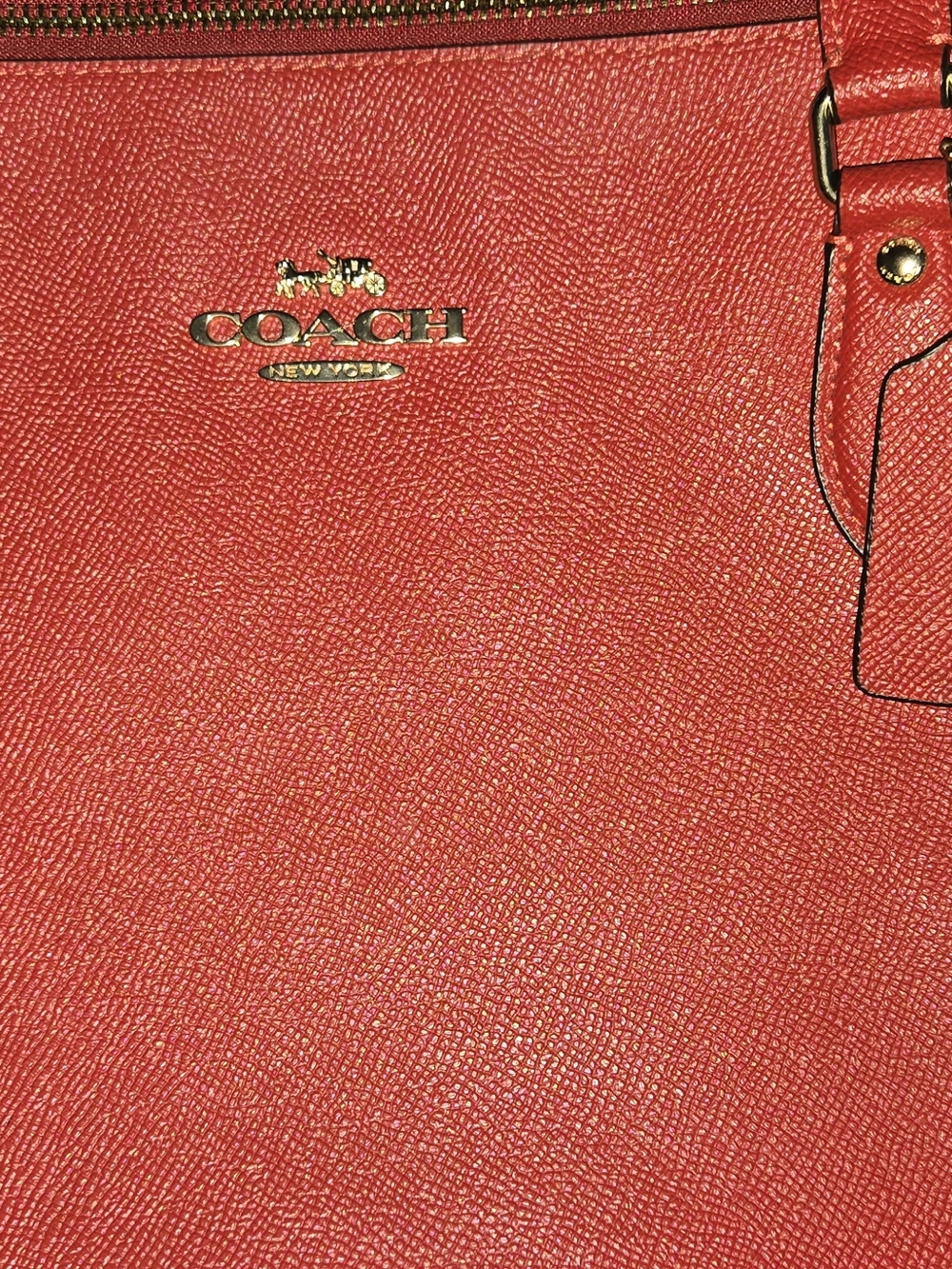 COACH Red Leather Tote Bag - Classic Shoulder Handbag - Picture 13 of 14